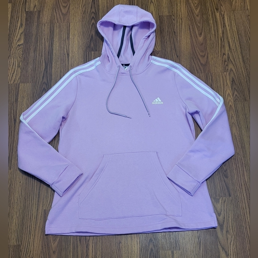 Adidas Women’s Pullover Sweatshirt Pink White Striped Size Large B38